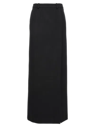 Balenciaga Long Wool Skirt In Black