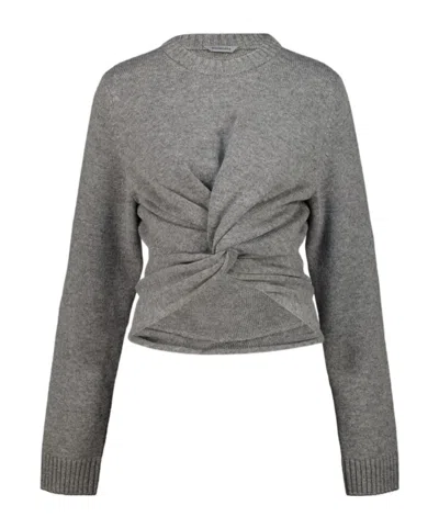 Balenciaga Long-sleeve Crew-neck Sweater In Gray