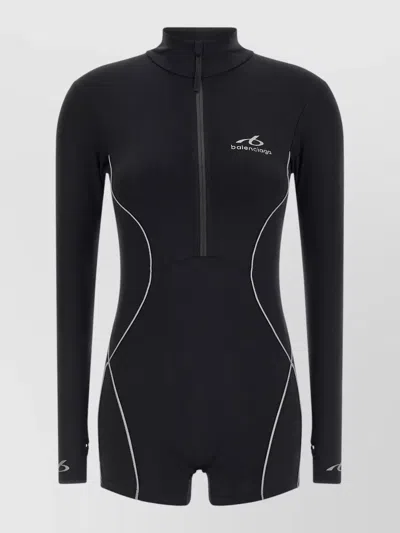 Balenciaga Long-sleeve High-neck Bodysuit In Black