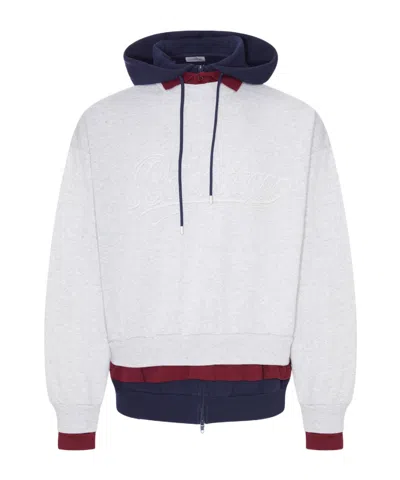 Balenciaga Layered Dry Molleton Hoodie With Frayed Lettering In Gray