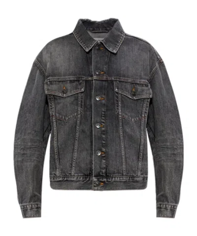 Balenciaga Long-sleeved Denim Jacket In Gray