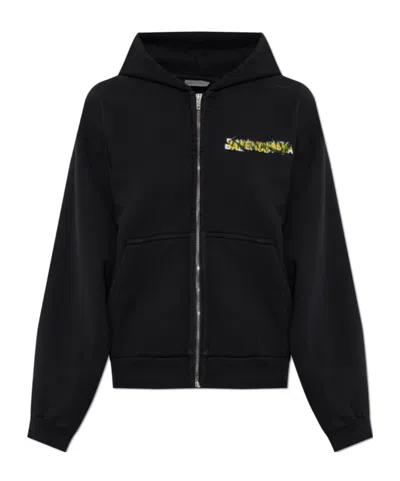 Balenciaga Long-sleeved Hooded Sweatshirt In Black