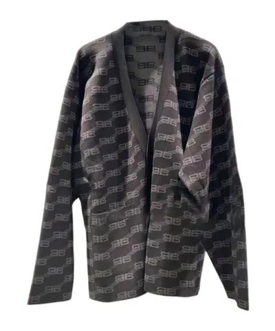 Balenciaga Long-sleeved Knitted Cardigan In Black
