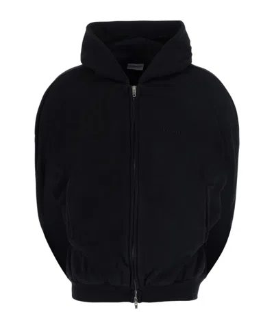 Balenciaga Long-sleeved Zip-up Sweatshirt In Blue