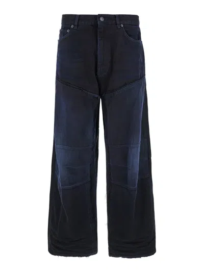 Balenciaga Double-knee Cotton Denim Jeans In Firefly