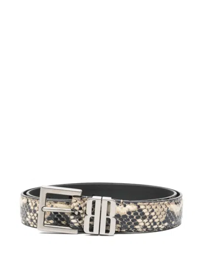 Balenciaga Loop Embossed Belt In Metallic