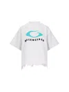 Balenciaga Icon Print Cropped Cotton T-shirt In White