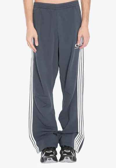 Balenciaga Loop Sports Icon Baggy Track Trousers In Grey