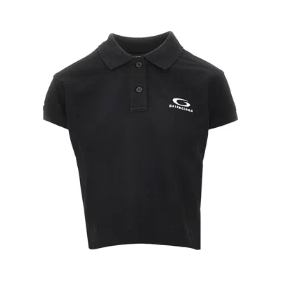 Balenciaga Loop Sports Icon Embroidery Polo Shirt In Black