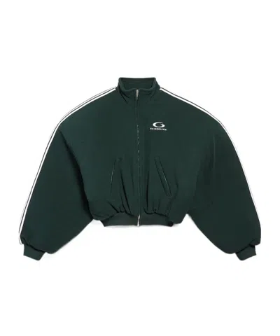 Balenciaga Loop Sports Icon Round Zip-up Jacket In Green