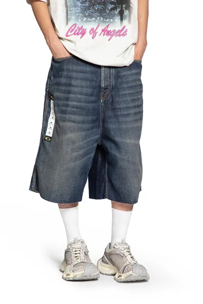 Balenciaga Loop Sports Icon Sticker Denim Shorts In Blue