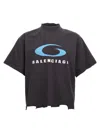 Balenciaga Cropped Distressed Printed Cotton-jersey T-shirt