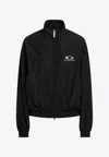 Balenciaga Womens Black Logo-embroidered Cotton-blend Track Jacket In Black