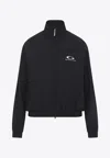 Balenciaga Womens Black Logo-embroidered Cotton-blend Track Jacket In Black