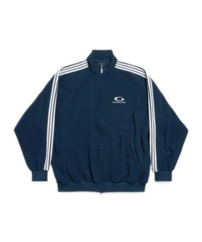 BALENCIAGA LOOP SPORTS ICON ZIP-UP JACKET IN NAVY/WHITE