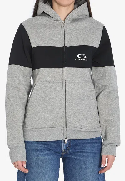 Balenciaga Loop Sports Icon Zip-up Sweatshirt In Gray