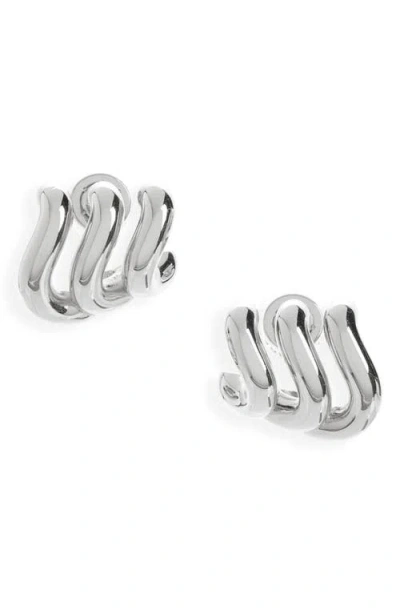 Balenciaga Silver Loop Trio Earrings In 0926 Shiny Silver