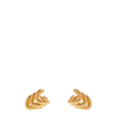Balenciaga Loop Trio Stud Earrings In Shiny Gold