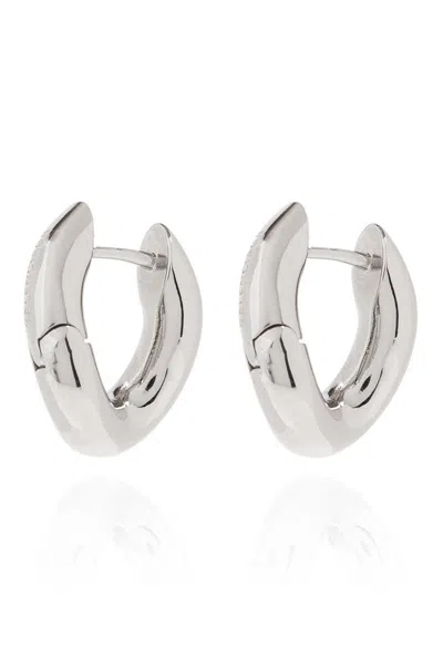 Balenciaga Loop Xxs Logo Engraved Earrings In Metallic