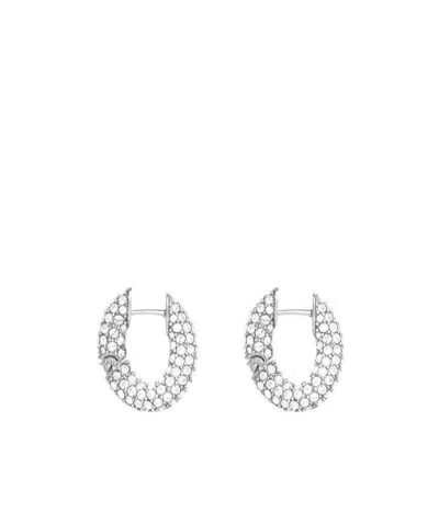 Balenciaga Loop Xxs Rhinestone-embellished Earrings In White
