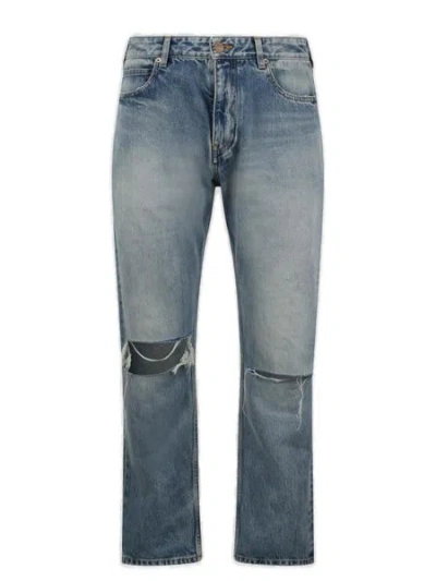 Balenciaga Loose Fit Buckle Jeans For Men In Eco Blue For Fw23
