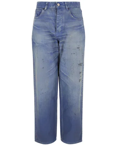 Balenciaga Loose Fit Distressed Jeans In Blue