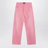 Balenciaga Loose Fit Unisex Trousers With Distressed Accents In Pink