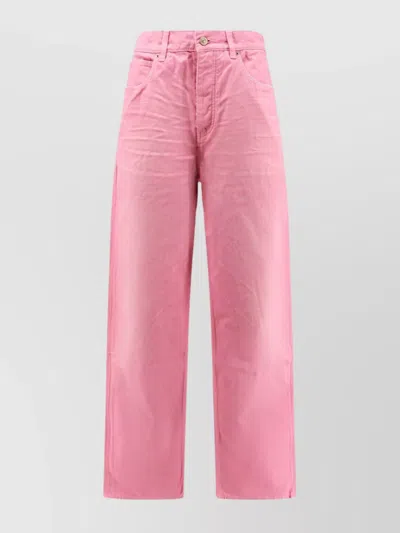 Balenciaga Loose Fit Unisex Trousers With Distressed Accents In Pink