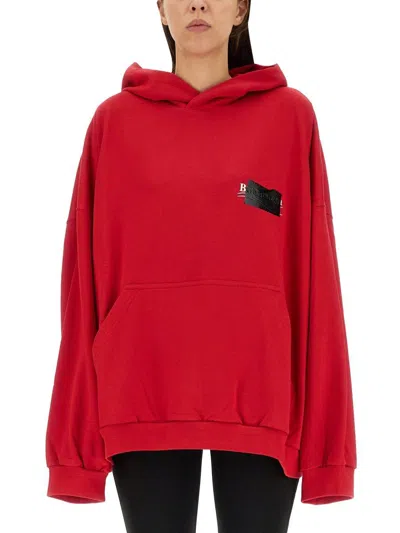 Balenciaga Loose Fitting Hoodie In Red