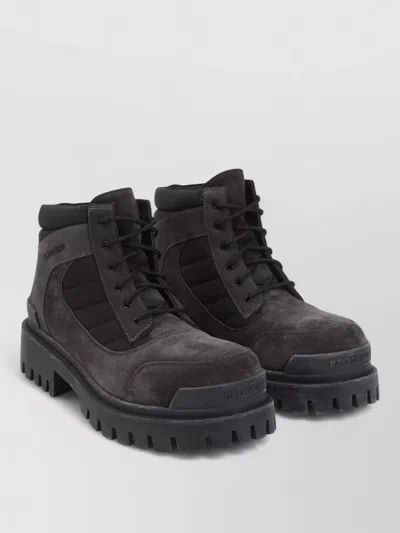BALENCIAGA LOW ANKLE COMBAT BOOTS LOGO DETAIL