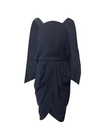 Pre-owned Balenciaga Low-back Cape Dress In Black