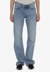 Balenciaga Women Low Waist Straight Jeans In Blue