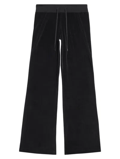 Balenciaga Low-waist Velvet Track Pants In Black