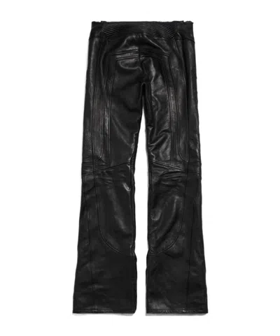 Balenciaga Low-waist Motorcycle Leather Casual Pants In Black