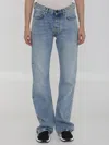 Balenciaga Women Low Waist Straight Jeans In Blue
