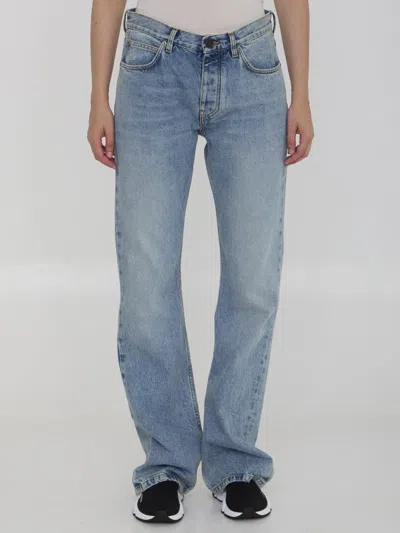 Balenciaga Low Waist Straight Jeans In Blue