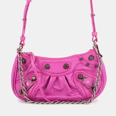 Pre-owned Balenciaga Lucagol Chain Mini Purse Shoulder Bag Pink Lambskin Size Mini