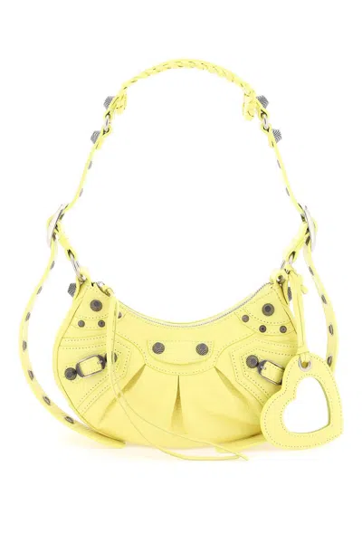Balenciaga Adjustable Shoulder Strap Handbag In Light Green Lambskin For Women In Yellow