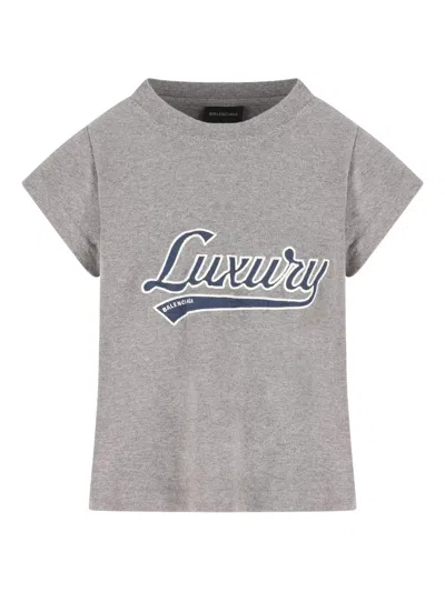 Balenciaga Luxury-script T-shirt In Gray