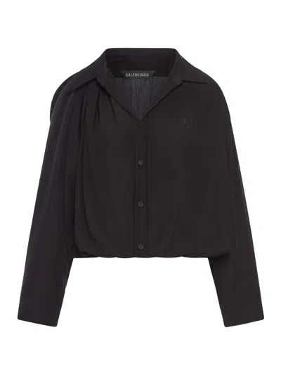BALENCIAGA ONE SHOULDER SHIRT IN FLUID POPLIN