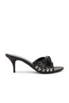Balenciaga Open Toe Cagole Mules With Lace-up Design 6cm In Black & Silver