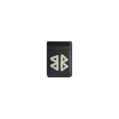Balenciaga Magnetic Card Holder With Logo In Black