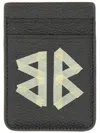Balenciaga Magnetic Card Holder With Logo In Black