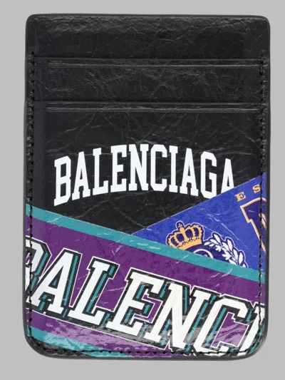 Balenciaga Magnetic Mini Card Case 9.5 Cm X 6.5 Cm X 0.5 Cm In Leather In Black