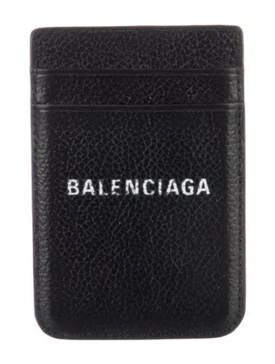 Pre-owned Balenciaga Magsafe Cardholder Graphic Print Card Holder In Black