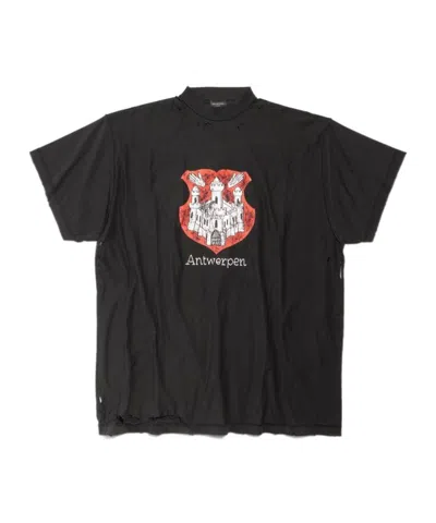 Balenciaga Make A Worn Pattern T-shirt In Black