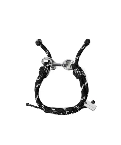 Balenciaga Malibu Cord Bracelet In Black/white/shiny Silver