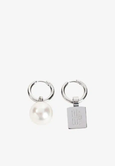Balenciaga Malibu Pearl Earrings In White