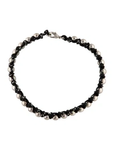 Pre-owned Balenciaga Malibu Recycled Choker Necklace, 15" In Blac/white
