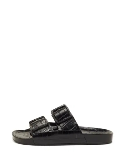 Pre-owned Balenciaga Mallorca Buckle Slide Sandals In Black